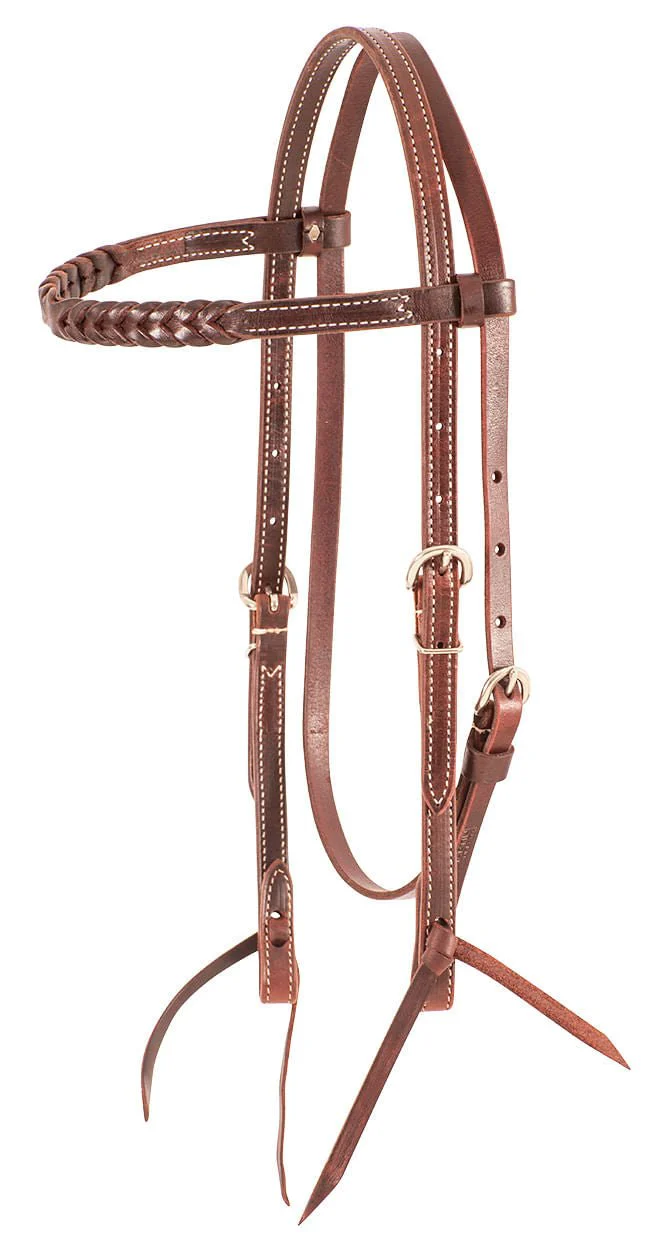 Martin Saddlery Browband Headstall with Blood Knots, Chocolate - Image 1