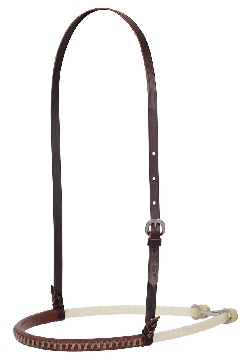 Martin Saddlery Double Rope Noseband with Laced Harness Cover, Natural - Image 1