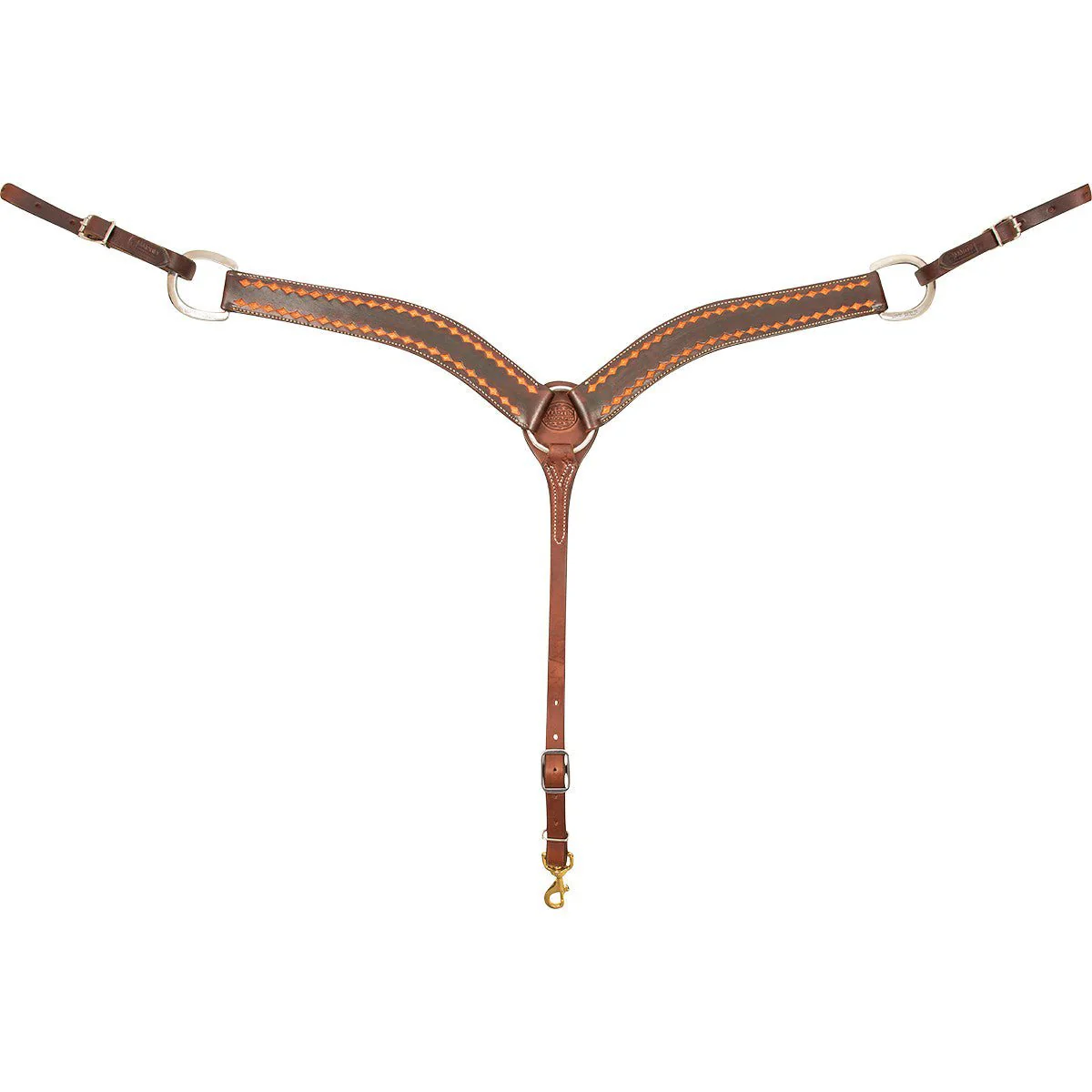 Martin Saddlery Leather Breast Collar with Dark Framed Diamond Tooling