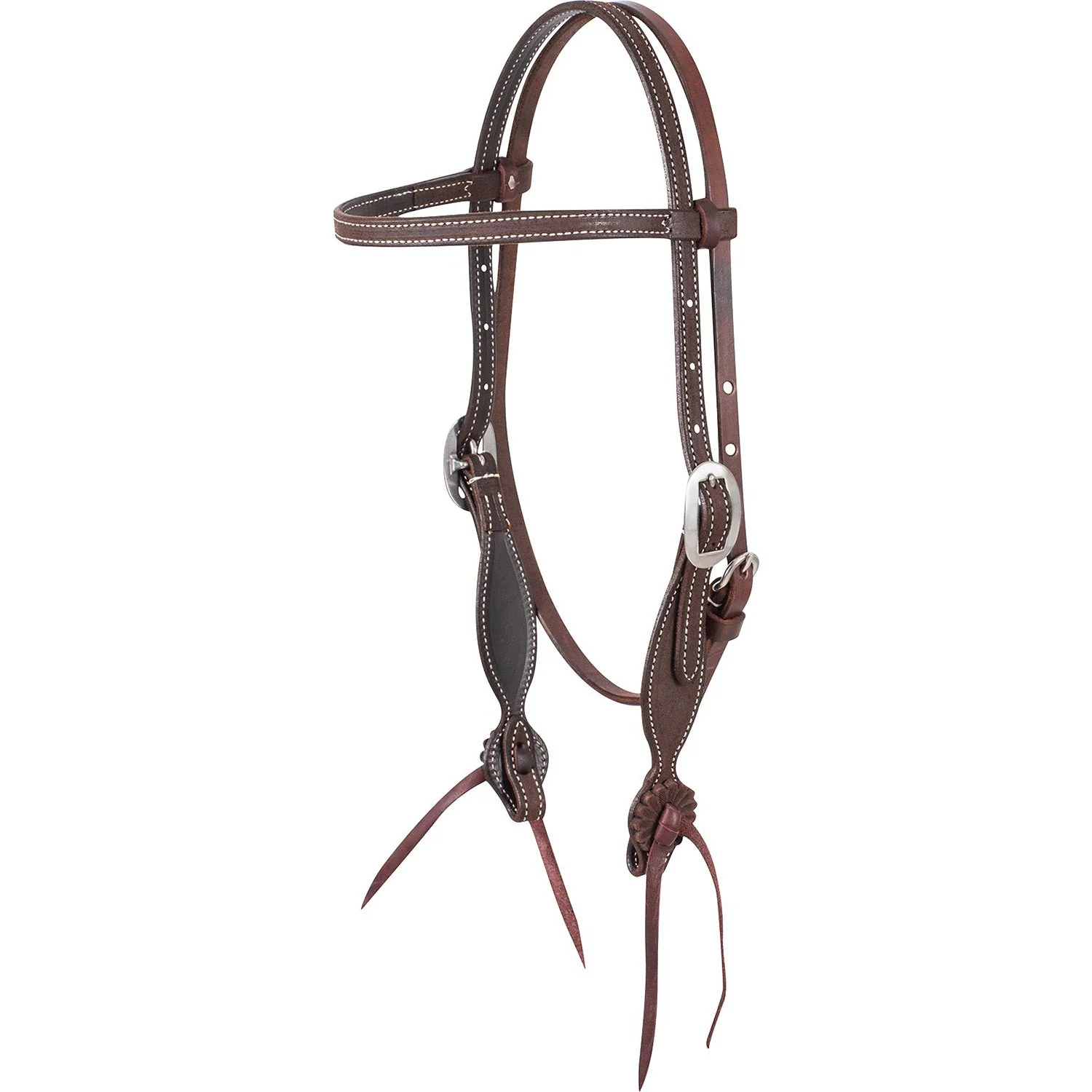 Martin Saddlery Leather Browband Headstall with Rosette Strings