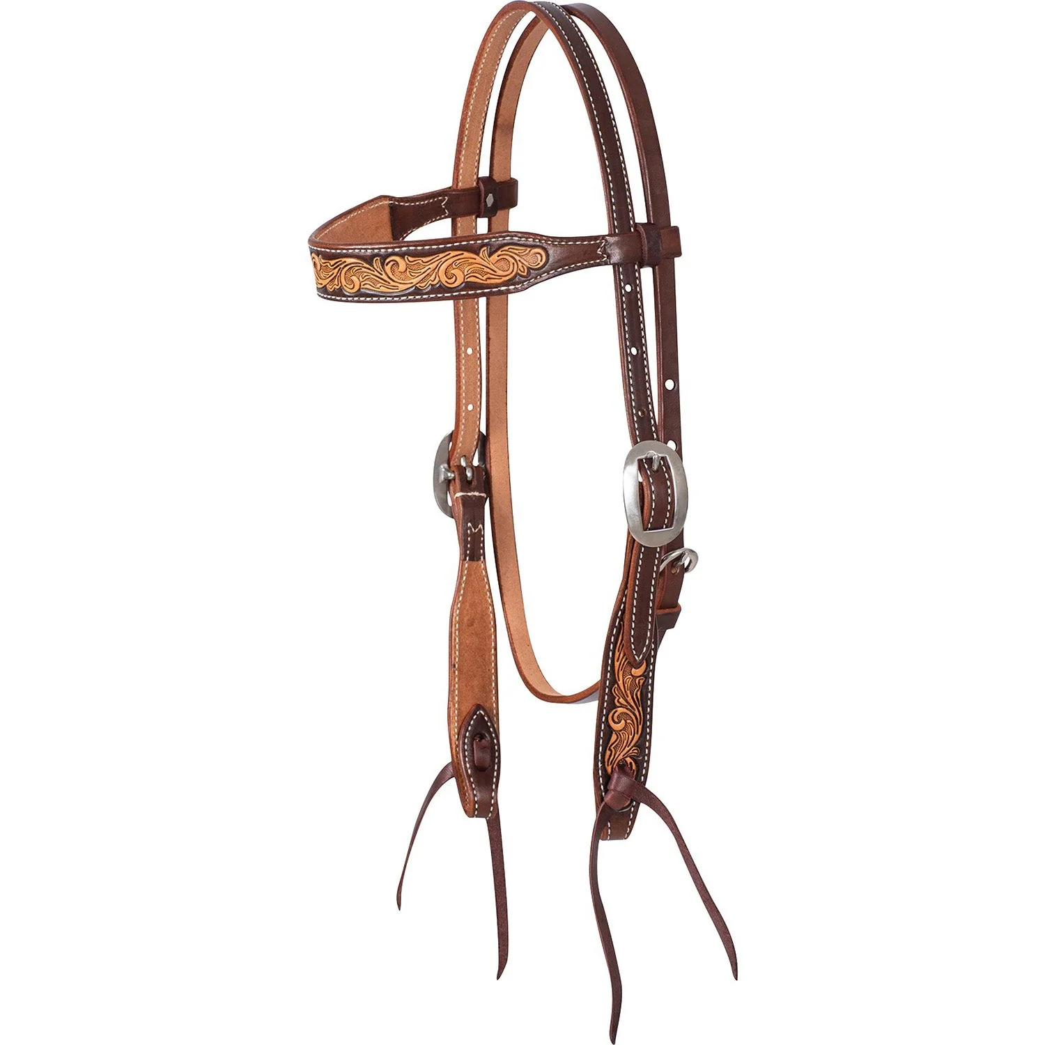 Martin Saddlery Leather Browband Headstall with Scroll Tooling
