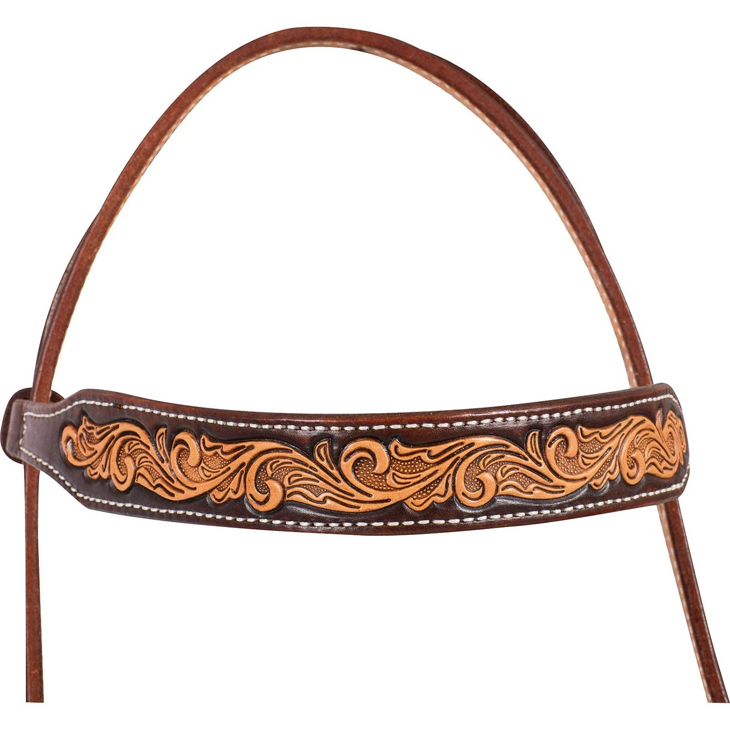 Martin Saddlery Leather Browband Headstall with Scroll Tooling - Image 2