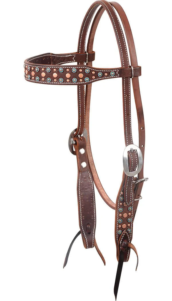 Martin Saddlery Turquoise & Copper Dots Headstall - Image 1
