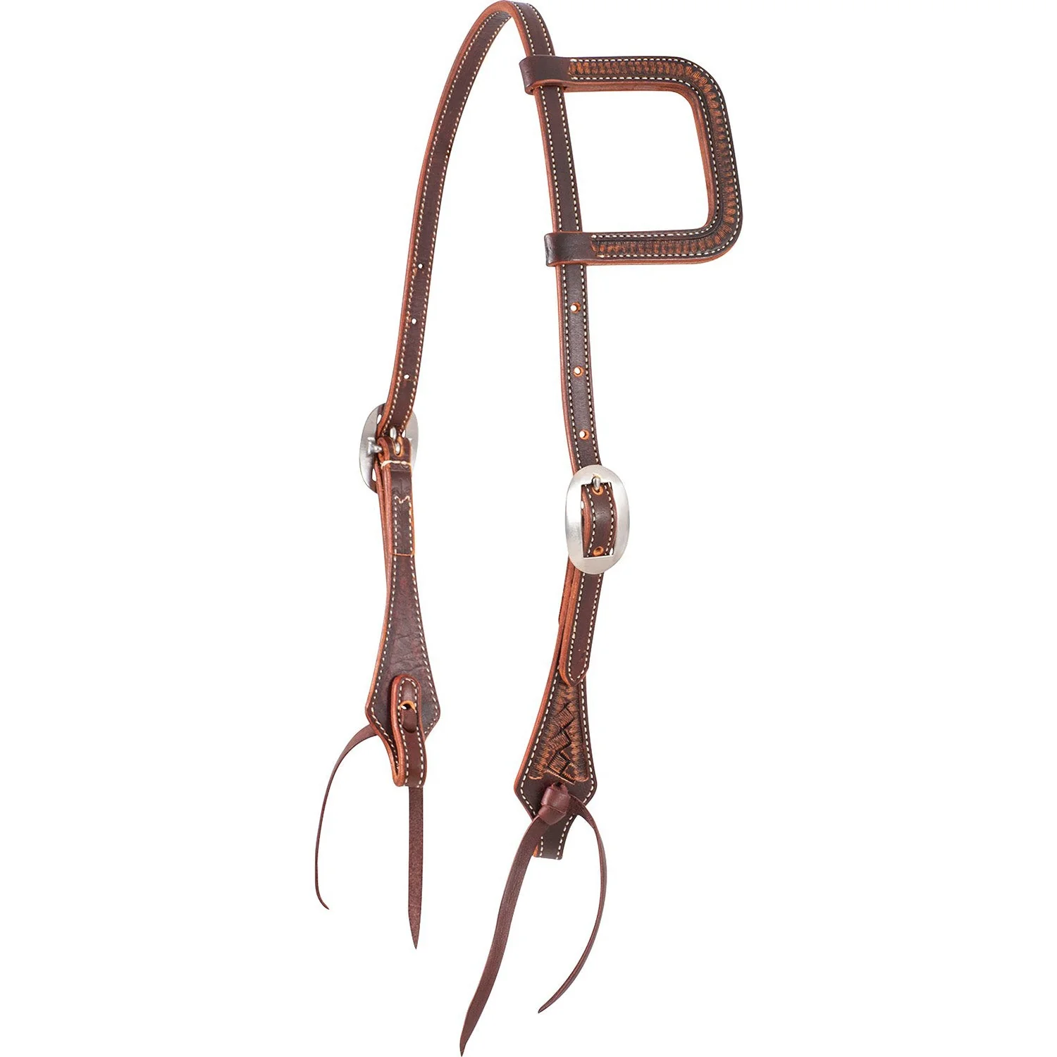 Martin Saddlery Weave Stamped Leather Slip Ear Headstall - Image 1
