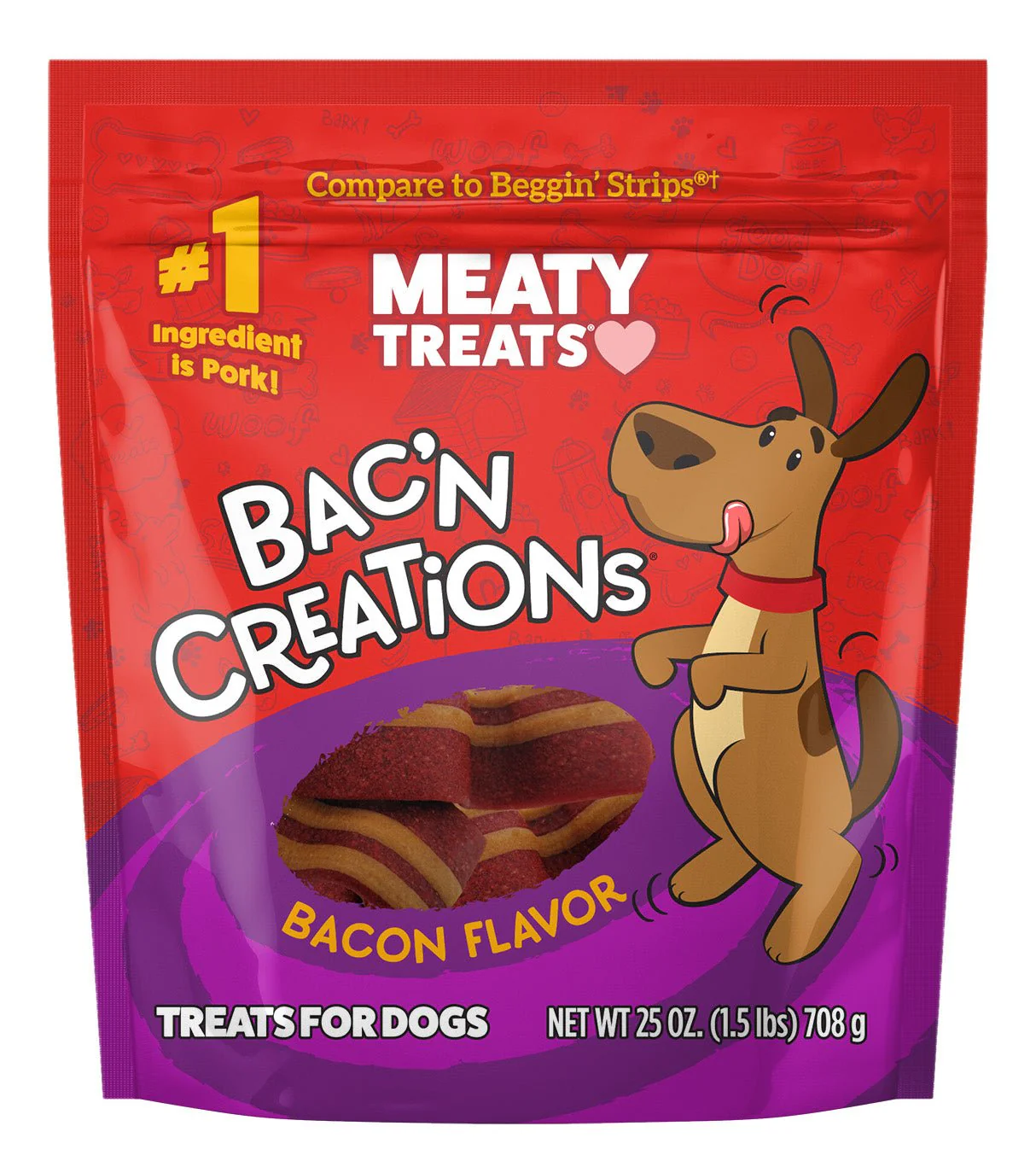 Meaty Treats Wavy Strips Dog Treats, 40 oz - Image 1
