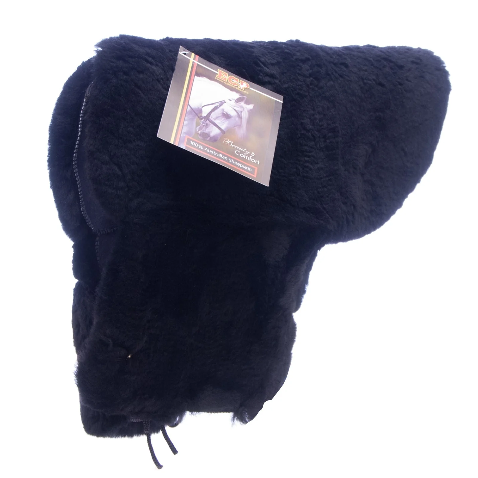 Merino Sheepskin Deluxe Western Seat Saver, Black Sheepskin - Image 1