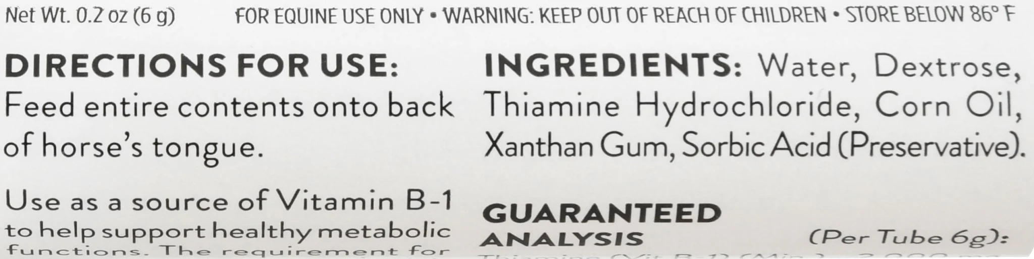 Micro Vitamin B-1 Oral Gel for Horses, 6 mL - Image 2