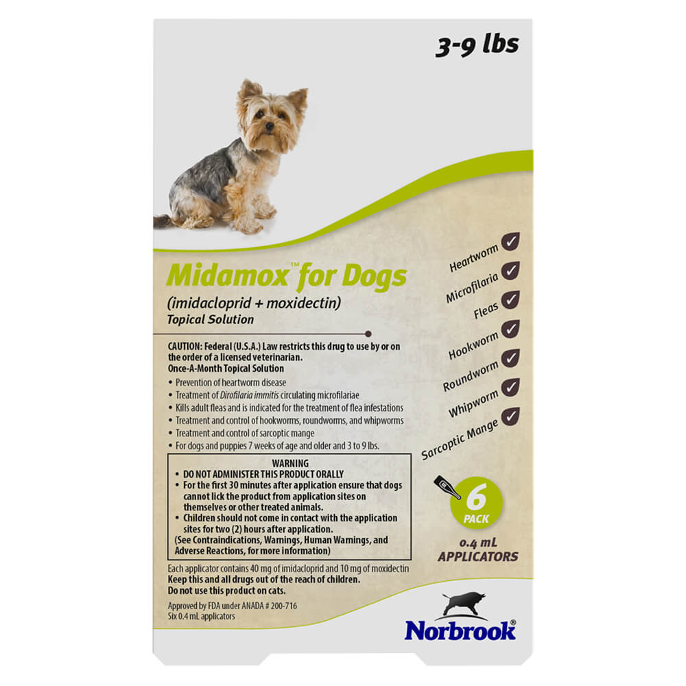 Rx Midamox (imidacloprid + moxidectin) Once-A-Month Topical Solution for Dogs, 6 Pack - Image 2