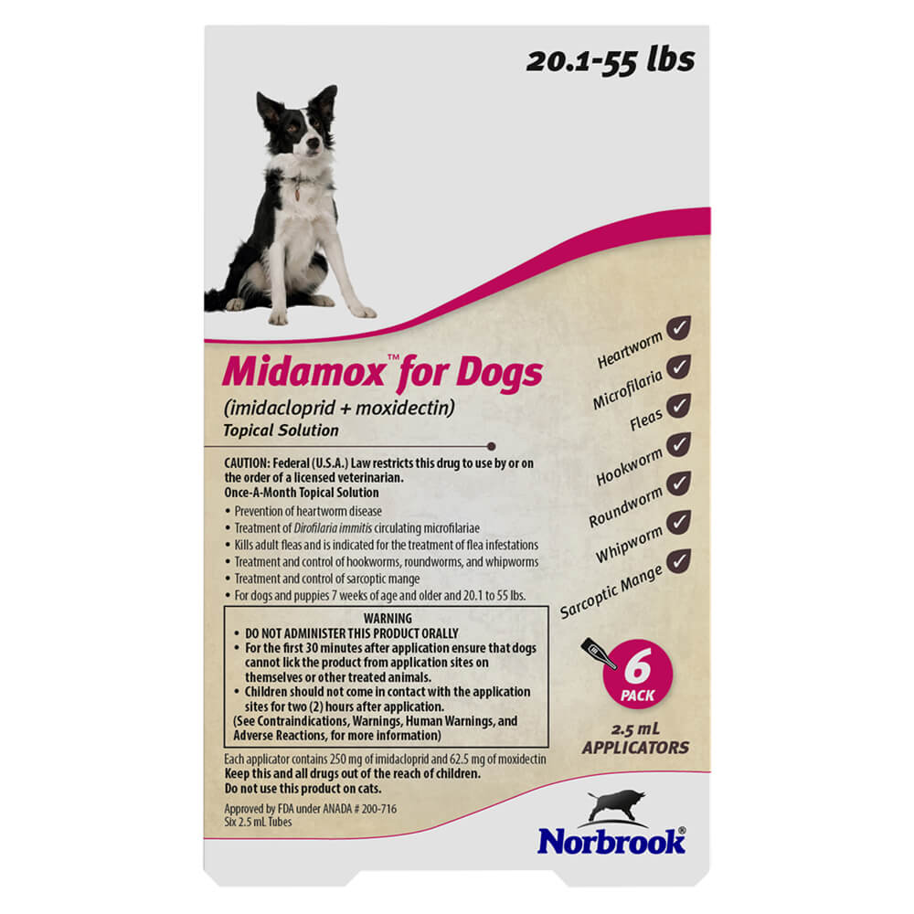 Rx Midamox (imidacloprid + moxidectin) Once-A-Month Topical Solution for Dogs, 6 Pack - Image 3