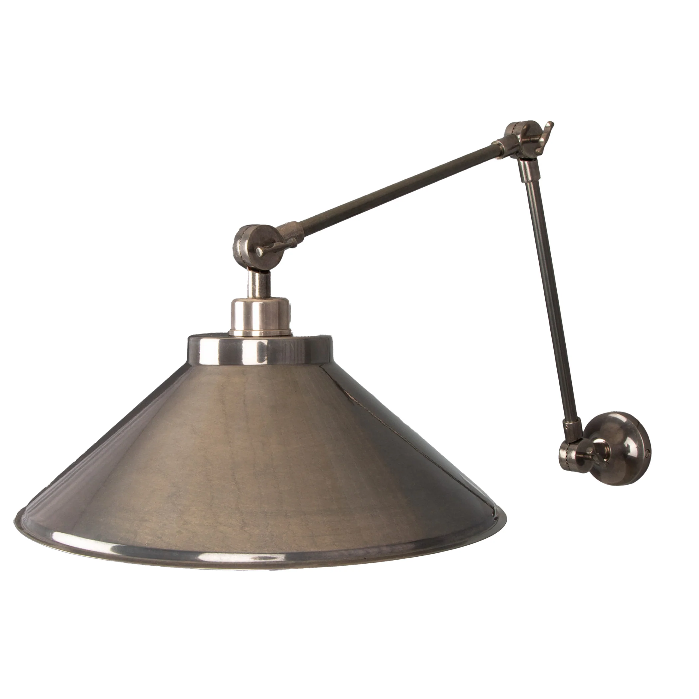 Rio Adjustable Arm Industrial Wall Light with Brass Shade - Image 3