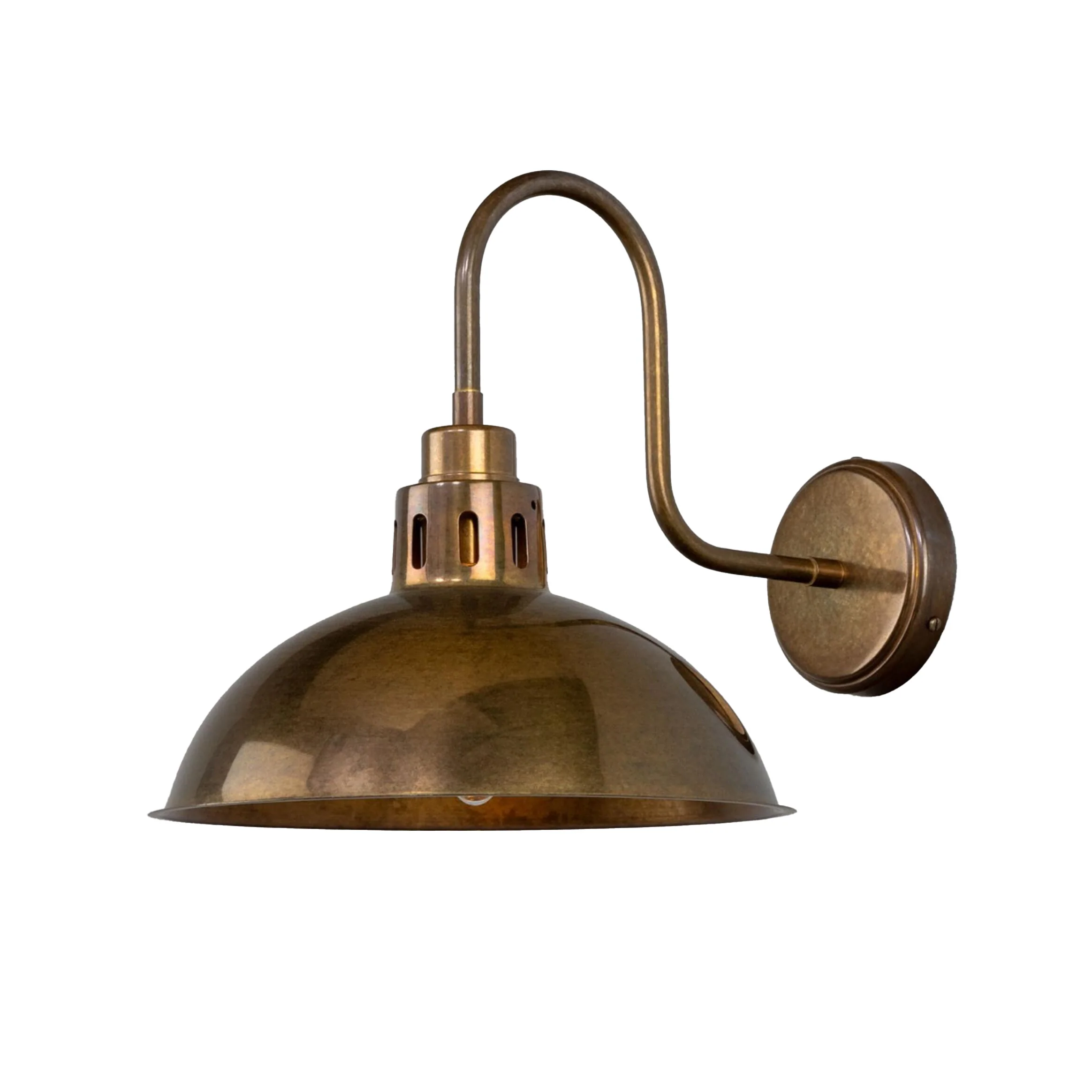 Paris Industrial Brass Swan Neck Wall Light 12" - Image 1