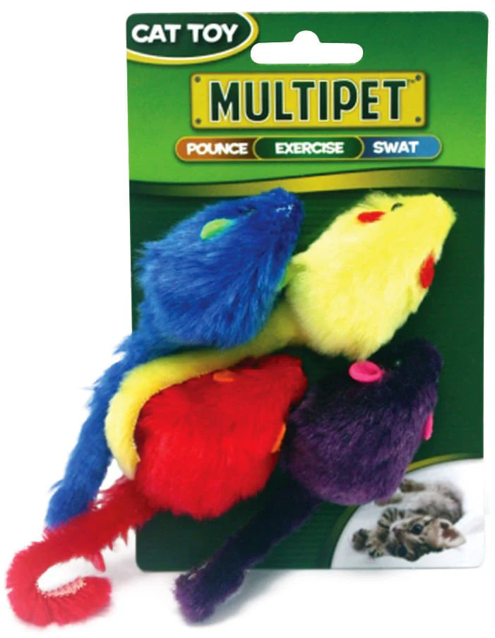 Multi-Colored 2" Mice Cat Toy, 4 pk - Image 2