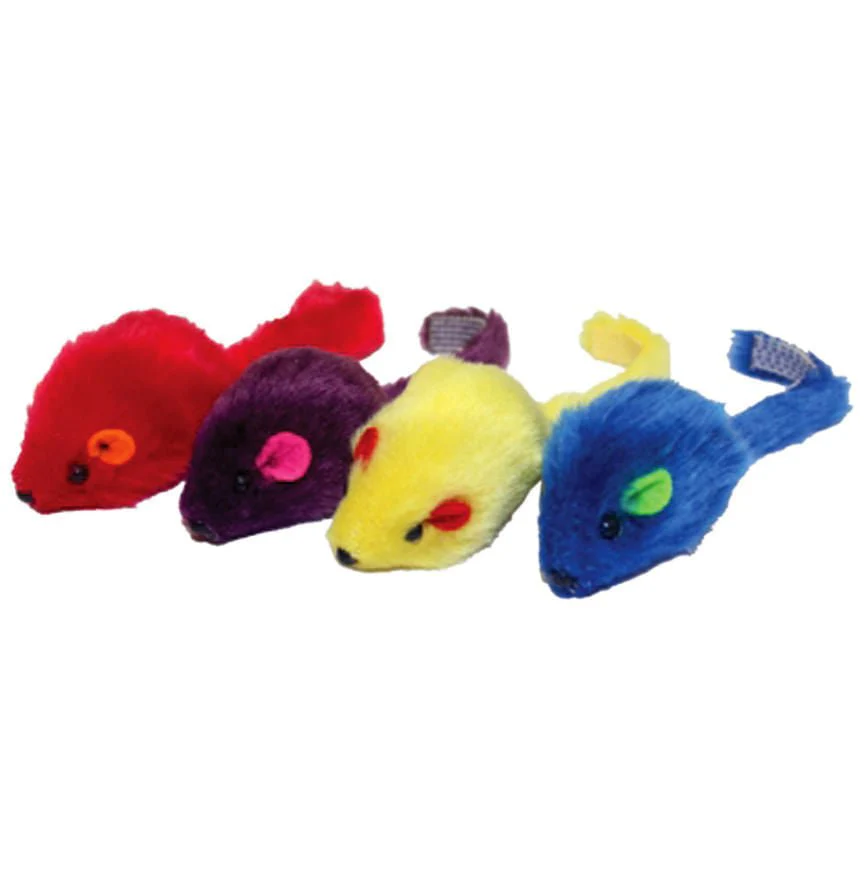 Multi-Colored 2" Mice Cat Toy, 4 pk - Image 1