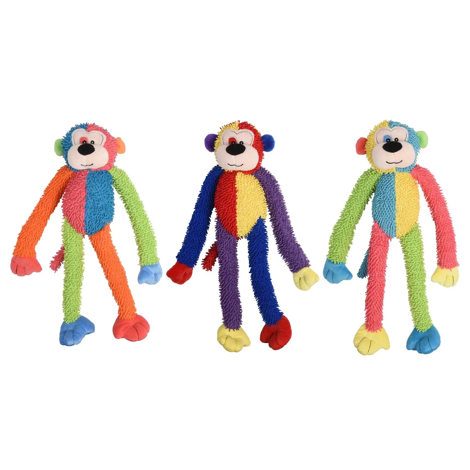 Multi Crew Monkey Dog Toy, 17″ – Plush Squeaky Toy, Assorted Colors, 1 Count