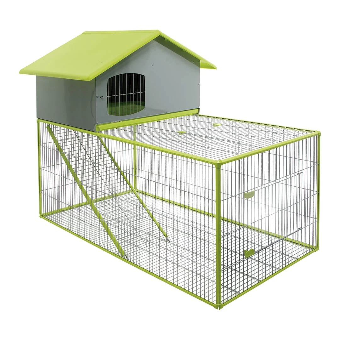 Multi-Level Rabbit & Poultry Hutch with Ladder and Shelter