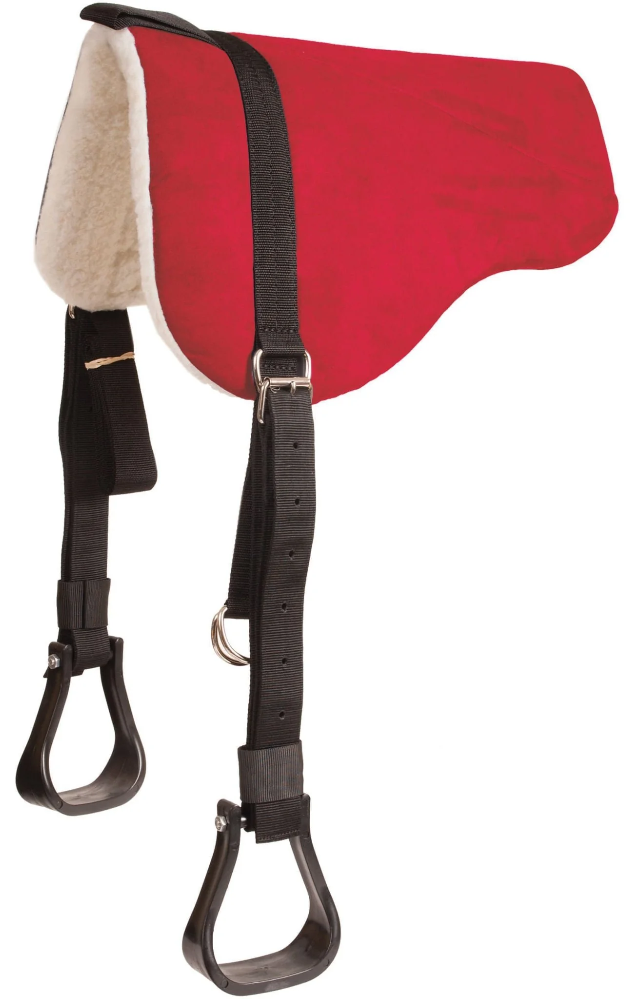 Mustang Faux Suede Bareback Pad with Stirrups, 30" x 26" - Image 1