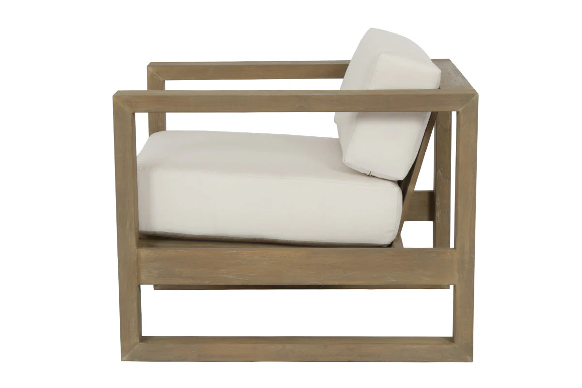 Coastal Teak Club Chair in Canvas Canvas, No Welt - Image 3