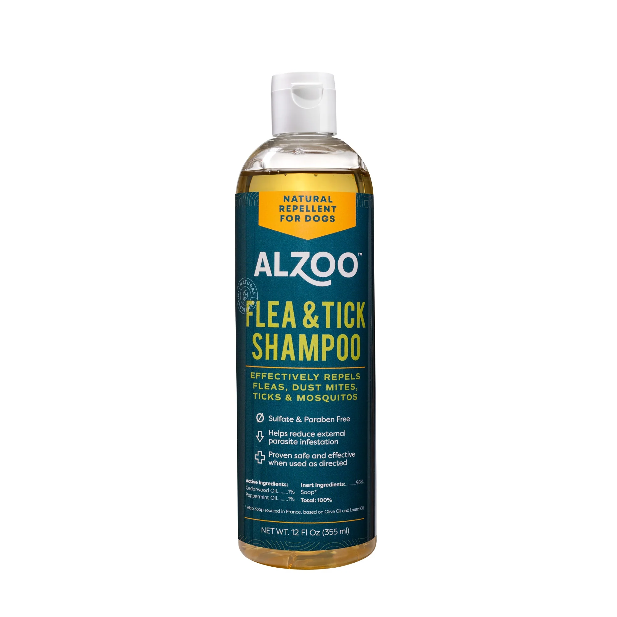 Natural Plant-Based Peppermint & Cedarwood Flea & Tick Shampoo for Dogs & Cats, 12 oz - Image 1