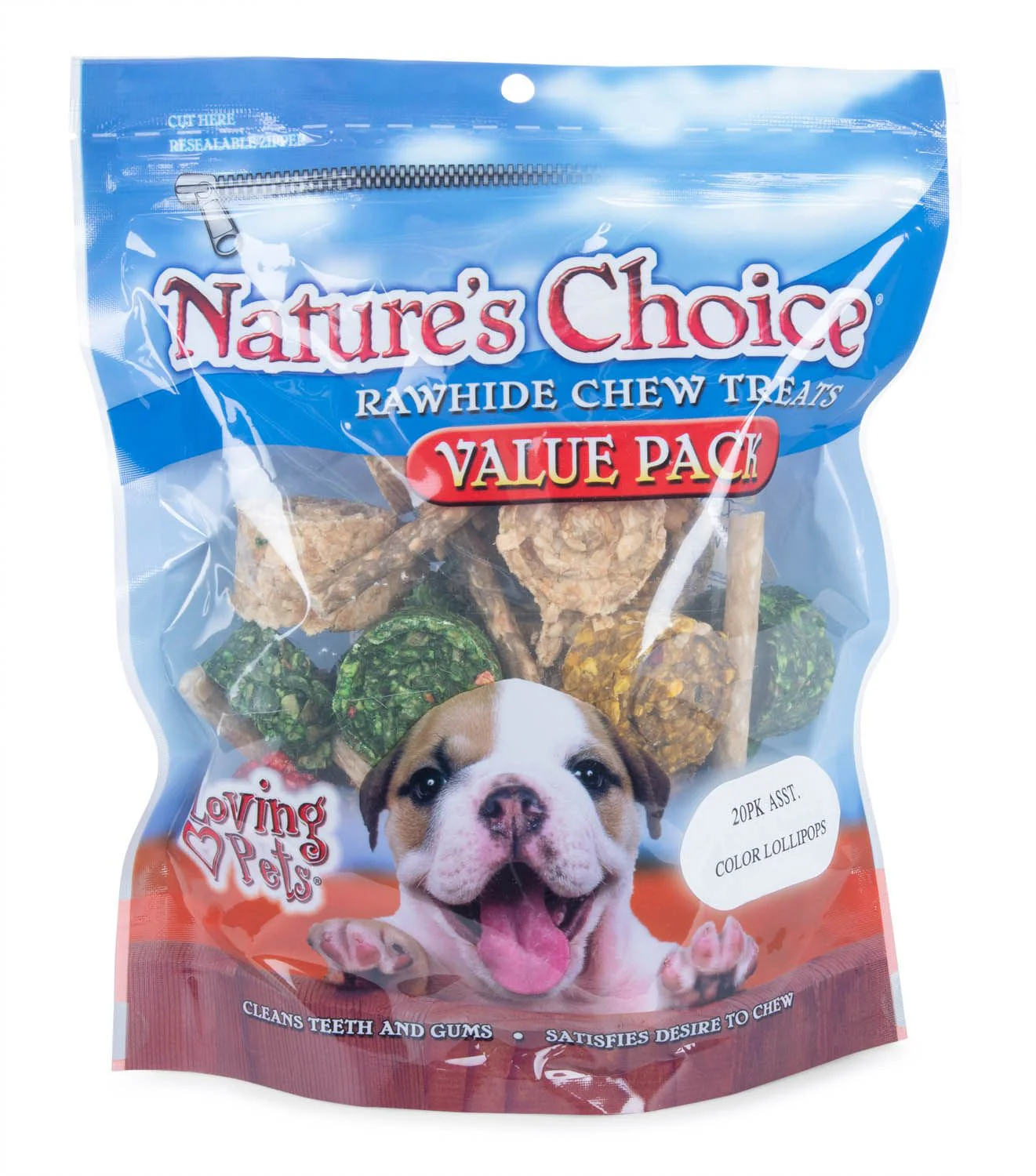 Nature's Choice Natural Rawhide Lollipop, Assorted Colors, 20 pk - Image 1