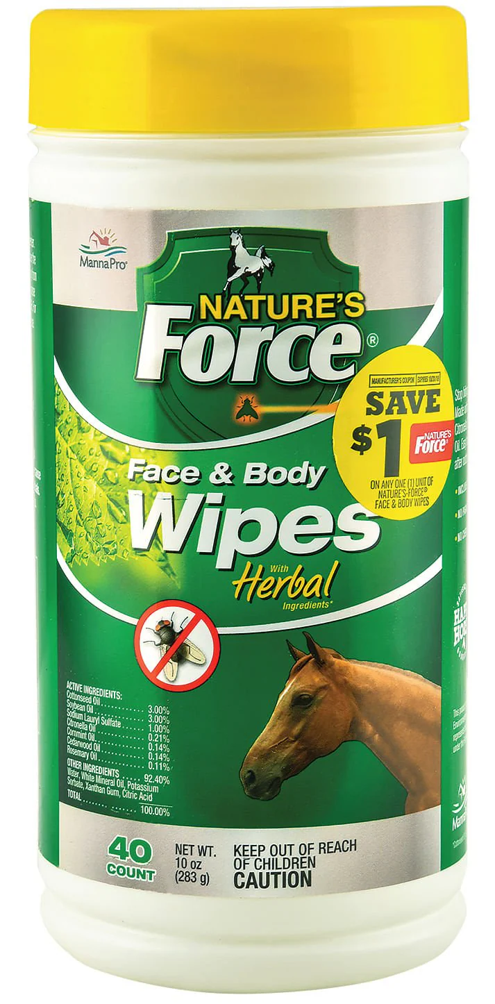 Nature's Force Face & Body Pest Preventative Wipes for Horses - Image 1