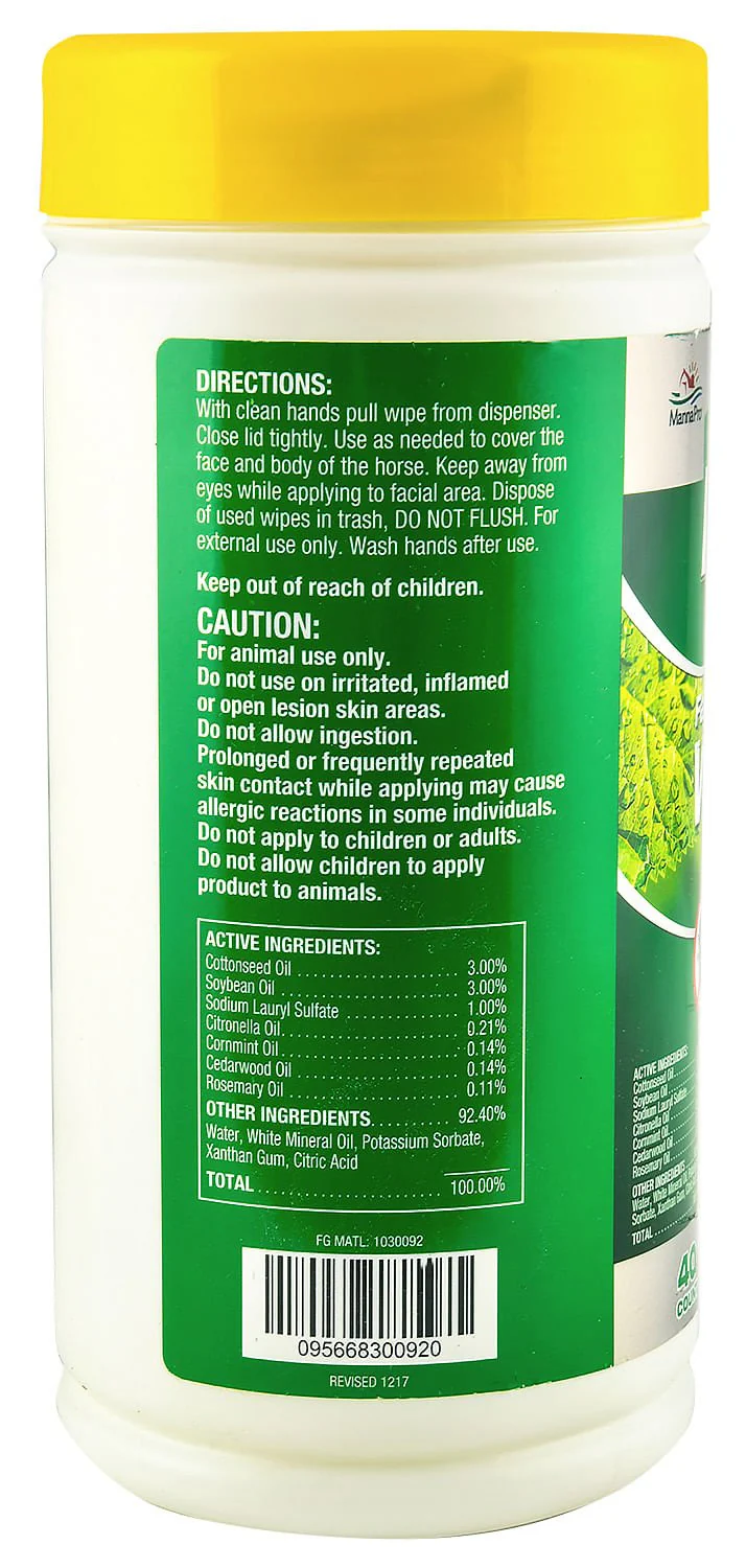 Nature's Force Face & Body Pest Preventative Wipes for Horses - Image 2