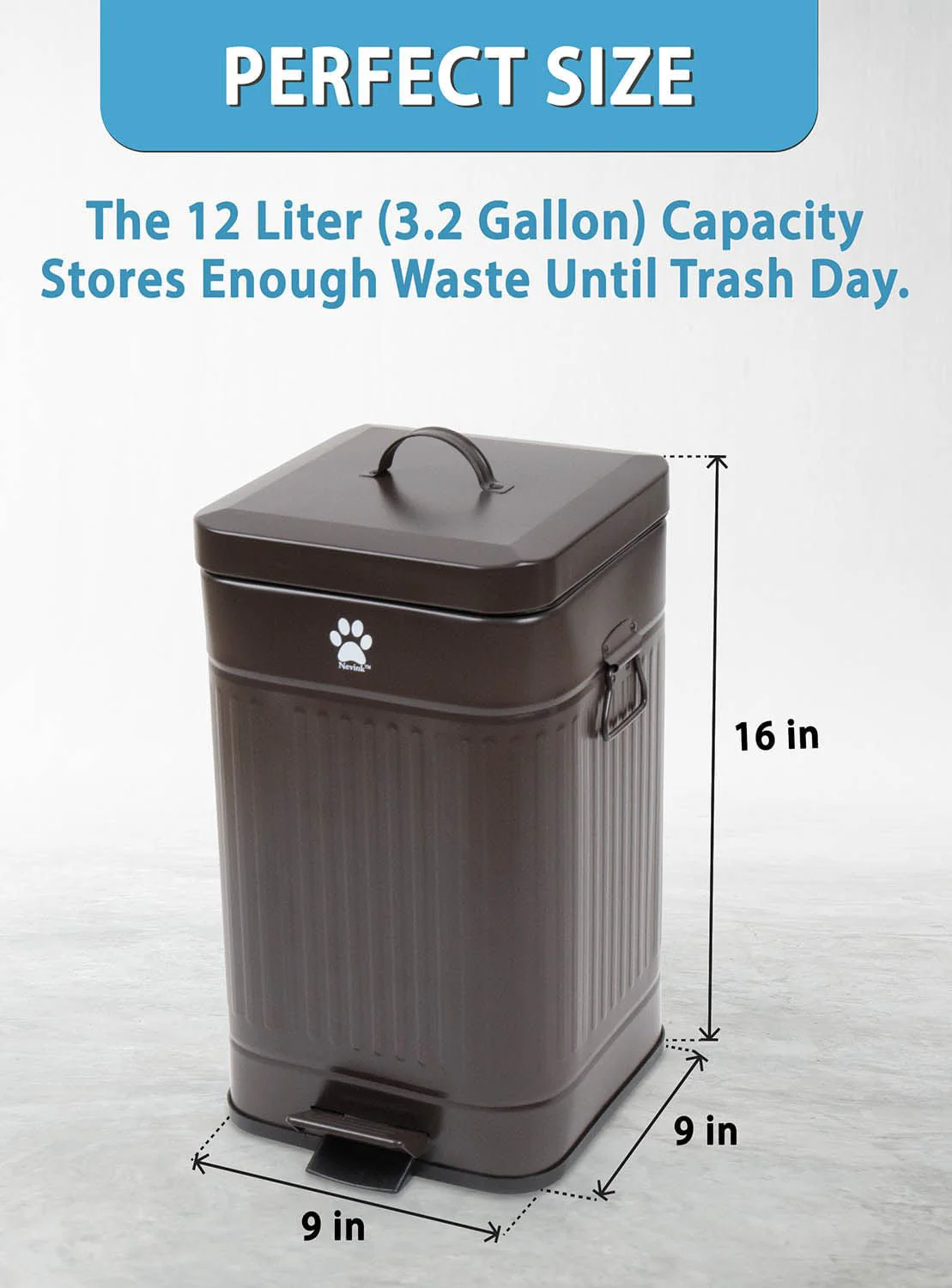 Nevink Dog Poop Trash Can & Filters for Outdoors – 12 Liter, Odor Control, Hands-Free, Weather Resistant - Image 3