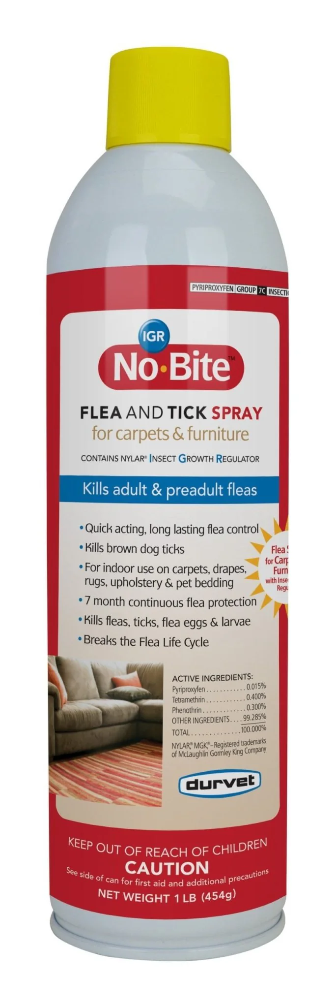 No-Bite IGR Flea & Tick Spray for Furniture & Carpet, 16 oz - Image 1