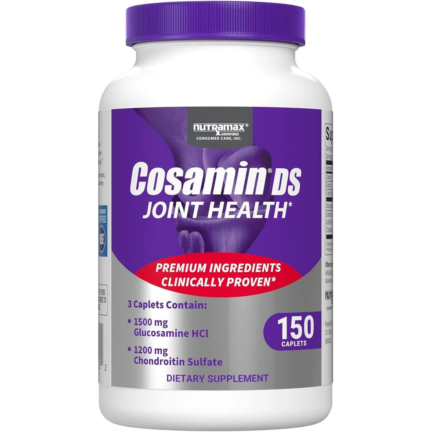 Nutramax Cosamin DS Joint Health Supplement with Glucosamine & Chondroitin for Men’s & Women's Joint Health, 150 Caplets - Image 1