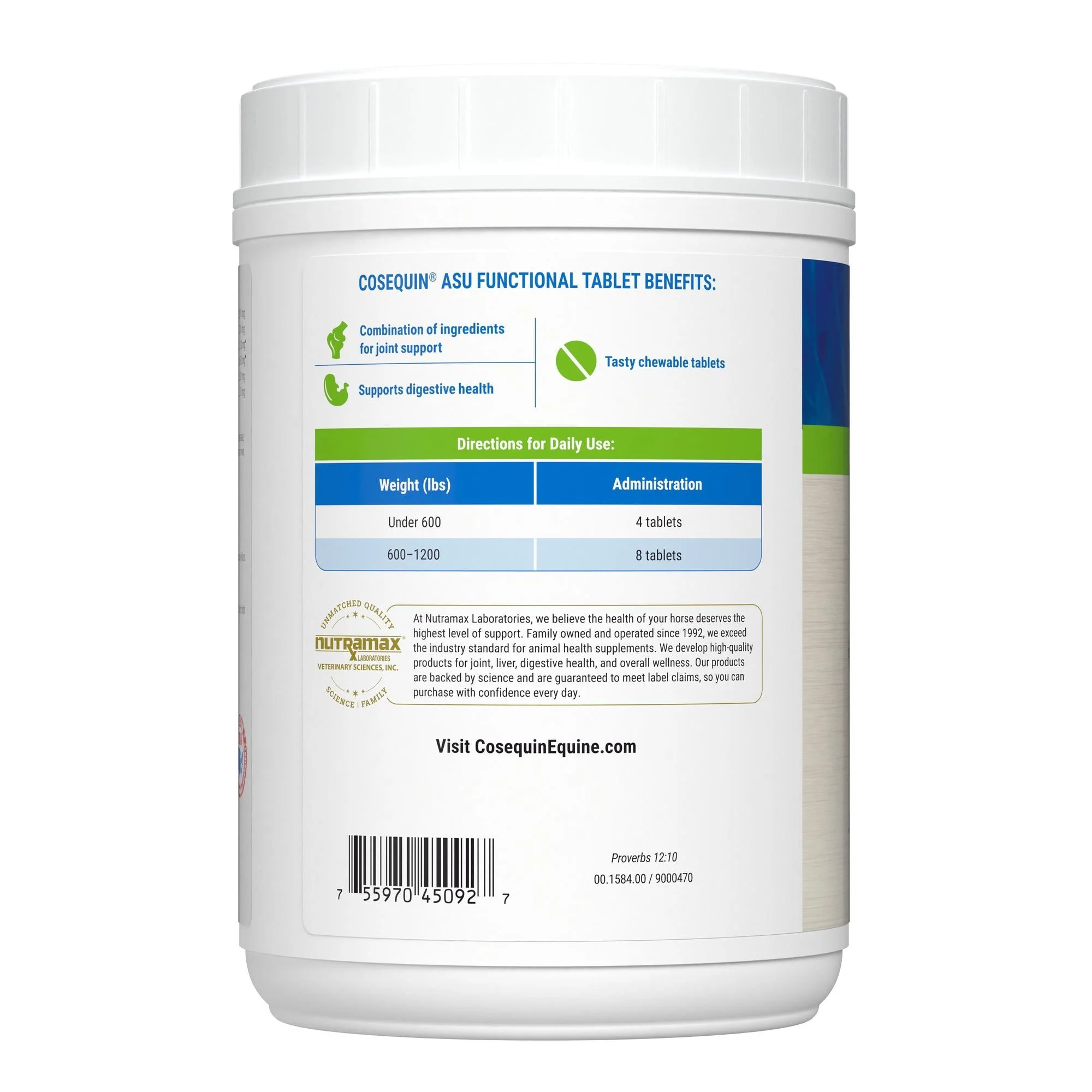 Nutramax Cosequin ASU Joint & Digestive Health Functional Tablets for Horses, 240 Tablets - Image 2