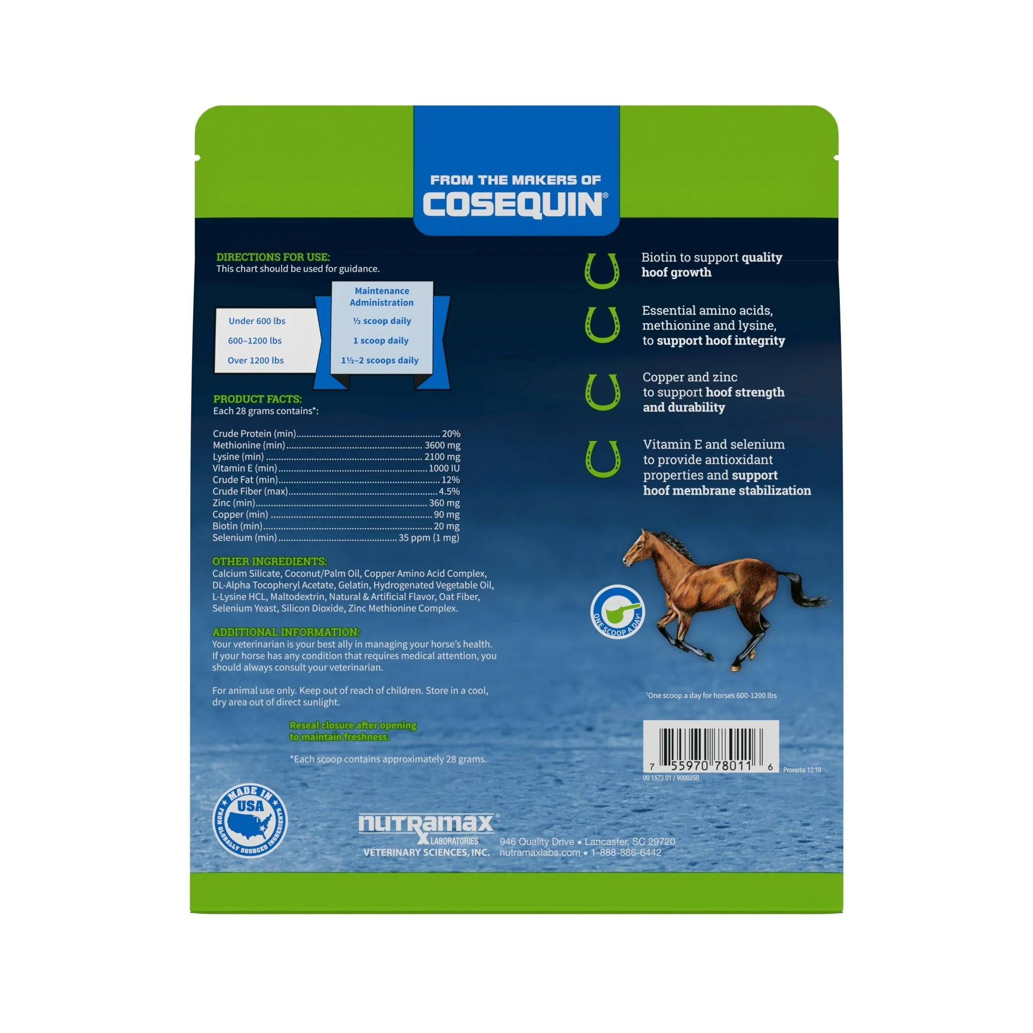 Nutramax Cosequin Calxequin Pellets Daily Hoof Support for Horses, 1260 Grams - Image 2