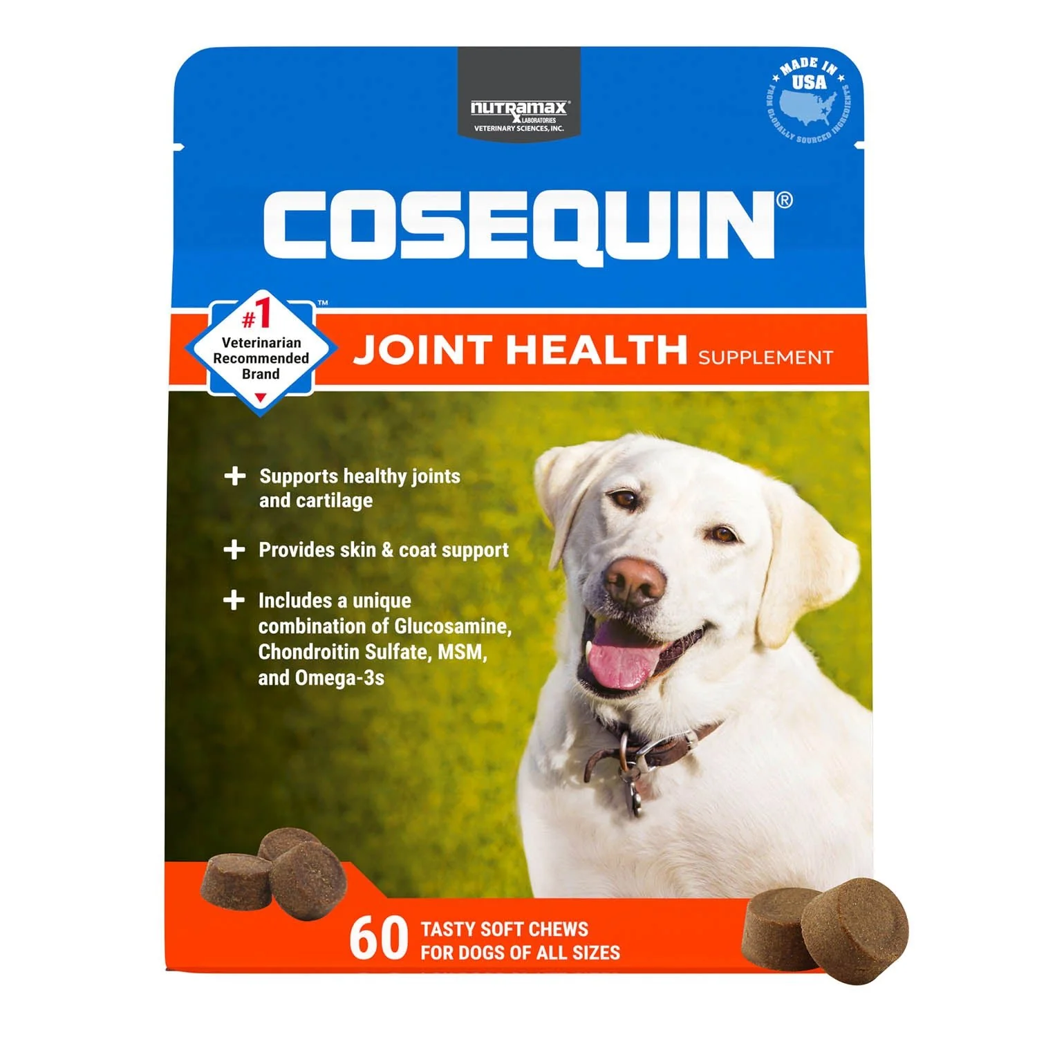 Nutramax Cosequin Joint Health Supplement for Dogs - With Glucosamine, Chondroitin, MSM, and Omega-3's - Image 1