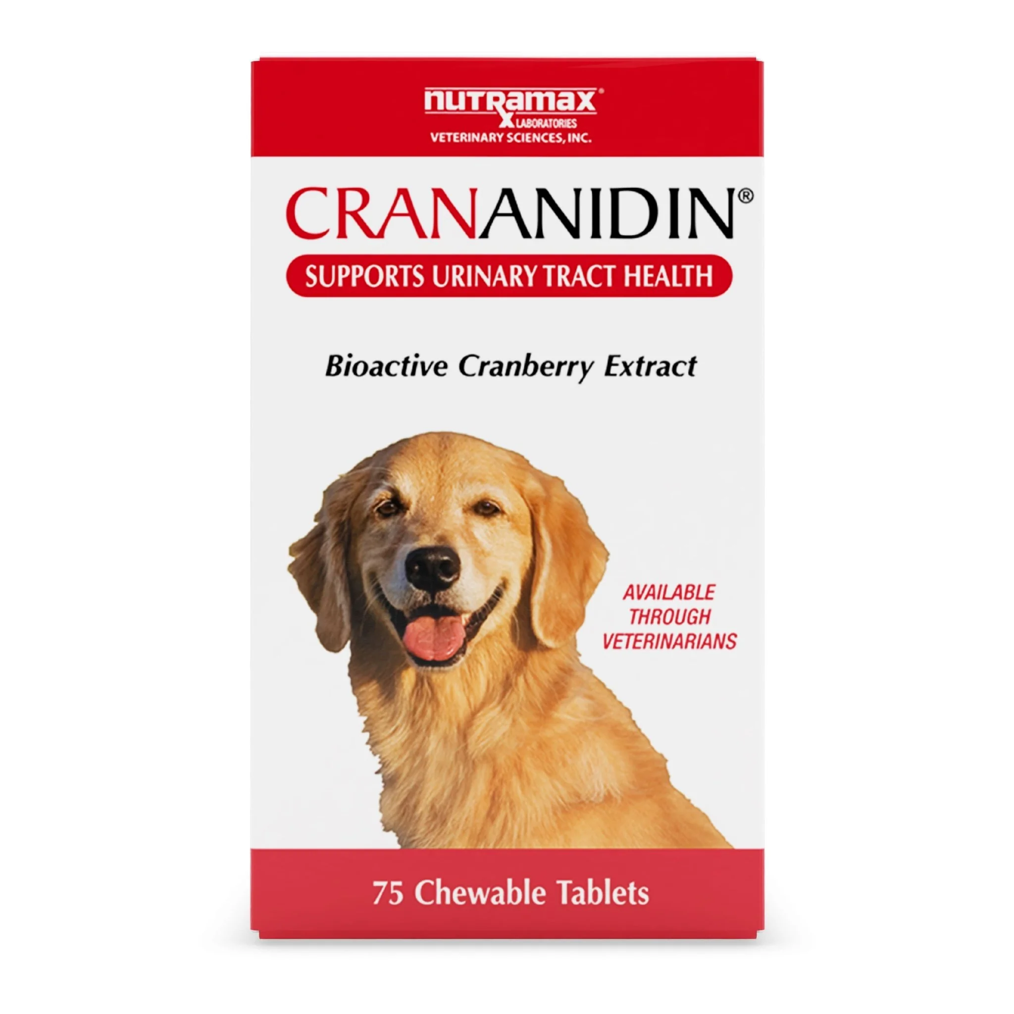 Nutramax Crananidin - Cranberry Extract Urinary Tract Health Supplement for Dogs, 75 Chewable Tablets - Image 1