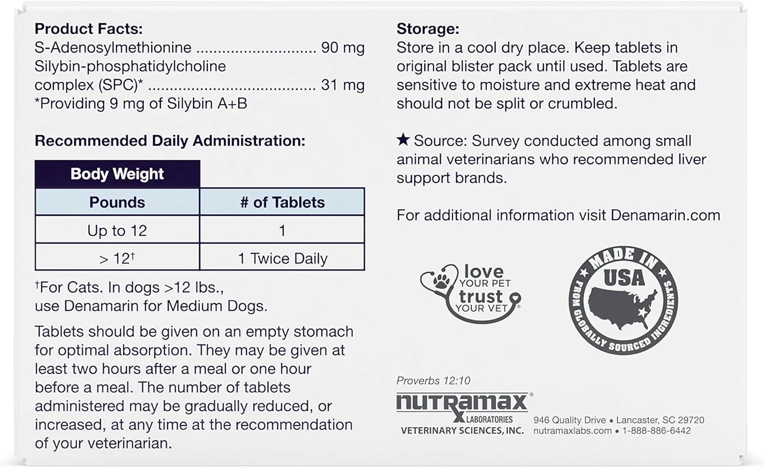 Nutramax Denamarin Liver Health, Stabilized Tablets - Image 2