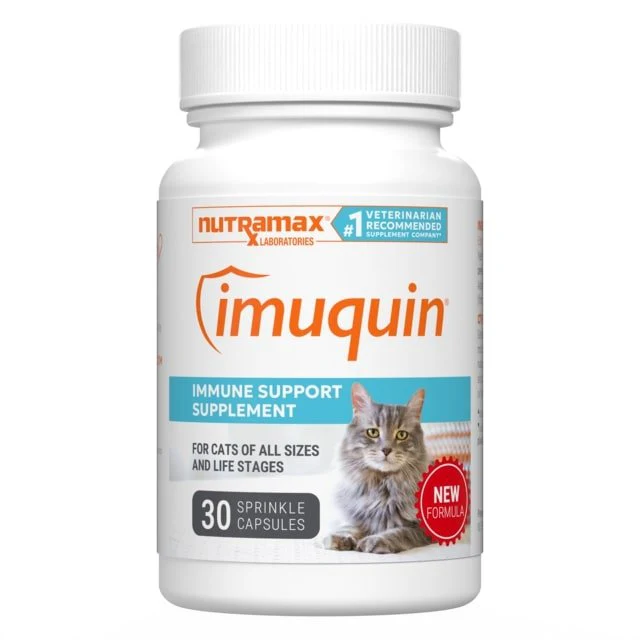 Nutramax Imuquin Immune Health Supplement Powder for Cats, With Beta Glucans, With Astaxanthin, 30 Sprinkle Capsules - Image 1