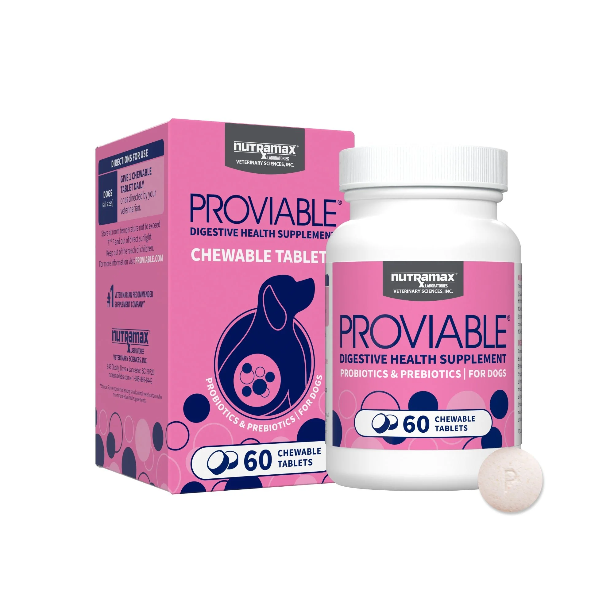 Nutramax Proviable-DC Chew Tablets for Dogs, 60 ct - Image 1