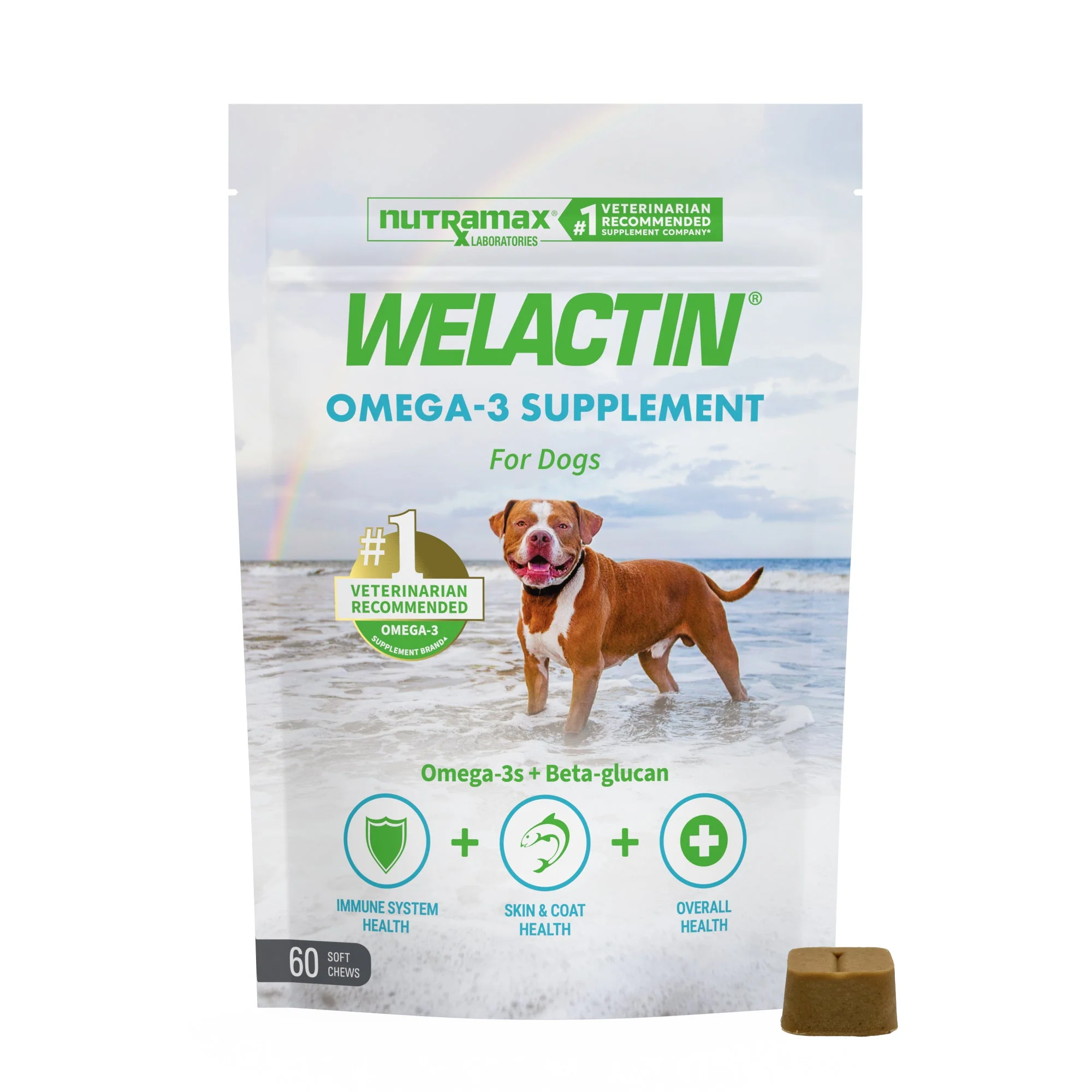 Nutramax Welactin Daily Omega-3 Supplement For Dogs, 60 Soft Chews - Image 1
