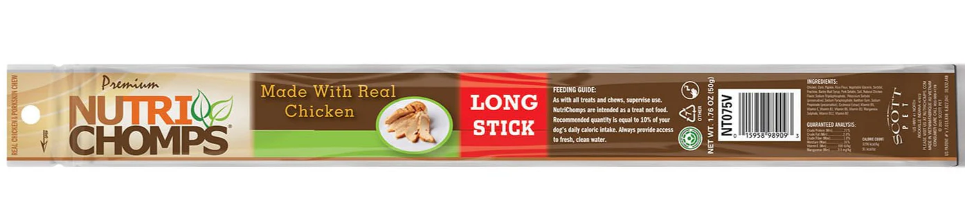 NutriChomps 15” Chicken Long Stick Dog Chews - Image 1
