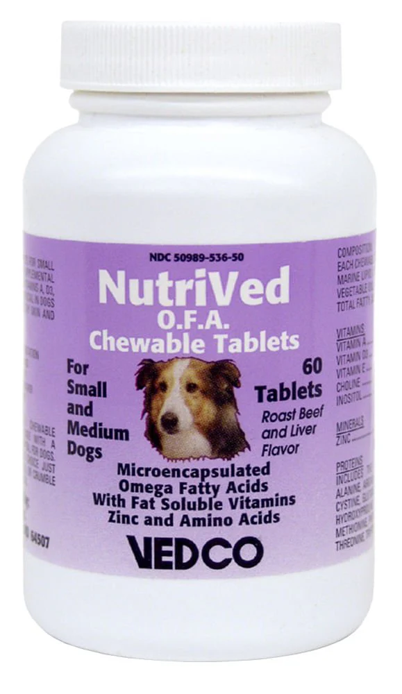 NutriVed O.F.A. Chewable Tablets for Dogs – Skin, Coat & Immune Support, 60 Ct - Image 1
