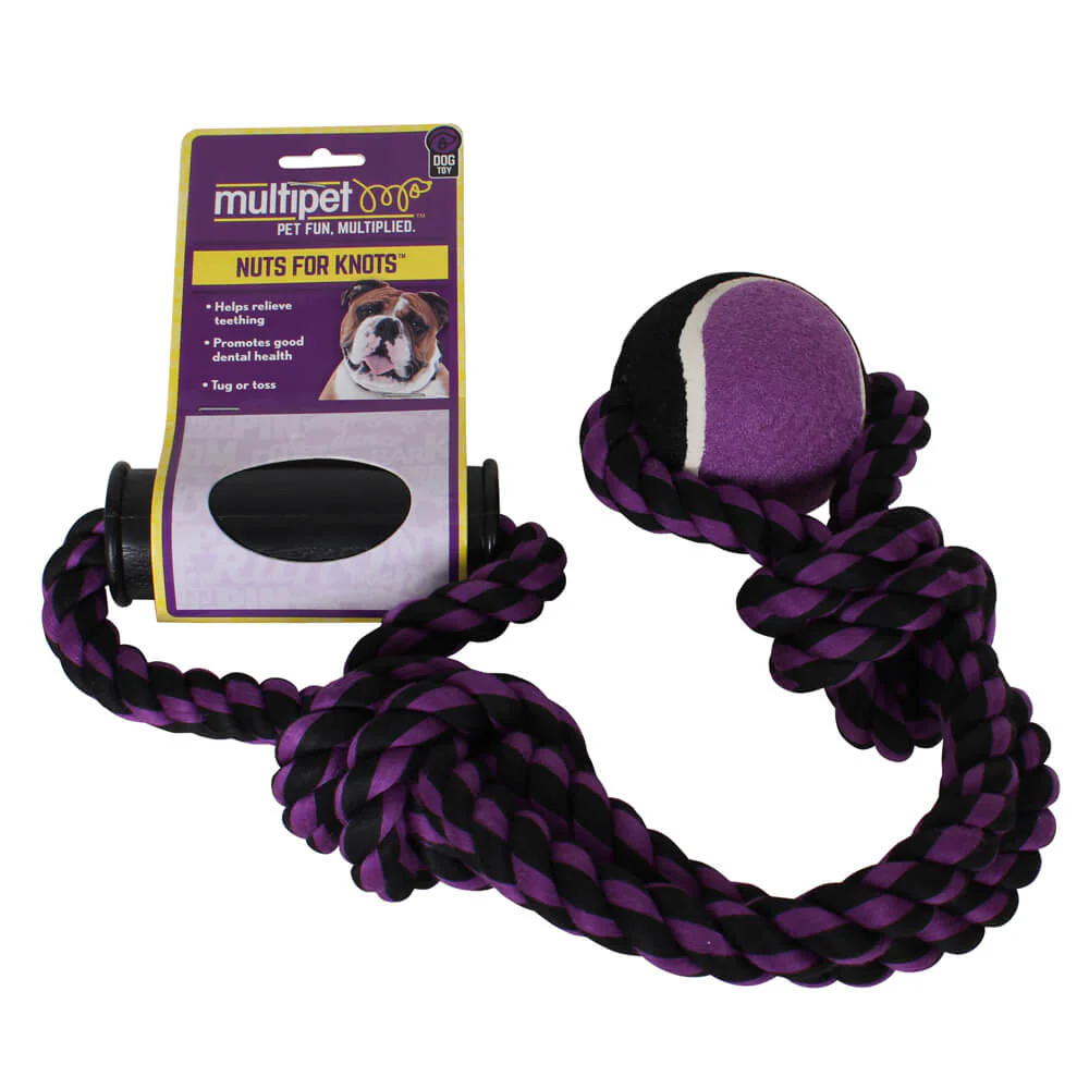 Nuts For Knots 2 Knot Rope Tug with Handle and Tennis Ball, 20" (Assorted Colors, 1 Count) - Image 2