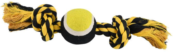 Nuts for Knots 2 Knot Rope with Tennis Ball Dog Toy, Assorted, 10″ (Assorted Colors, 1 Count)