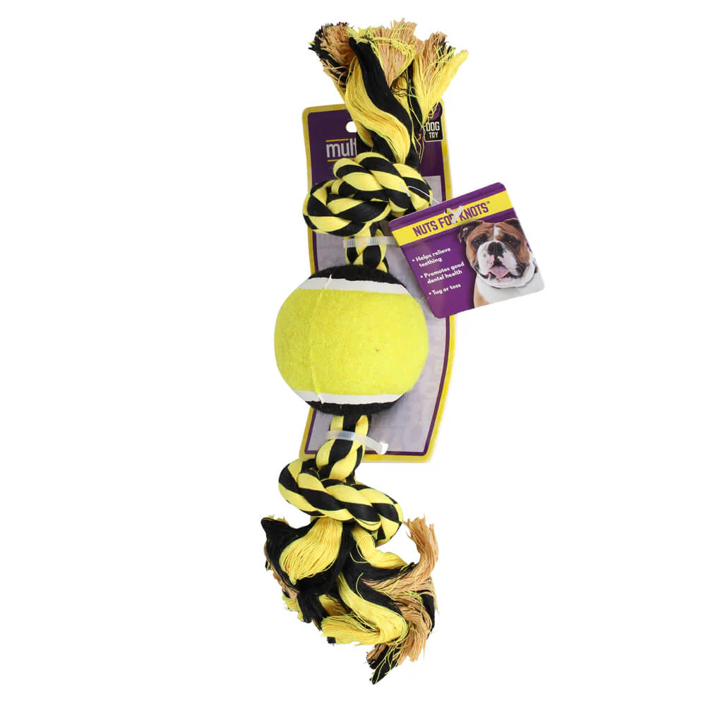 Nuts for Knots 2 Knot Rope with Tennis Ball Dog Toy, Assorted, 10" (Assorted Colors, 1 Count) - Image 2