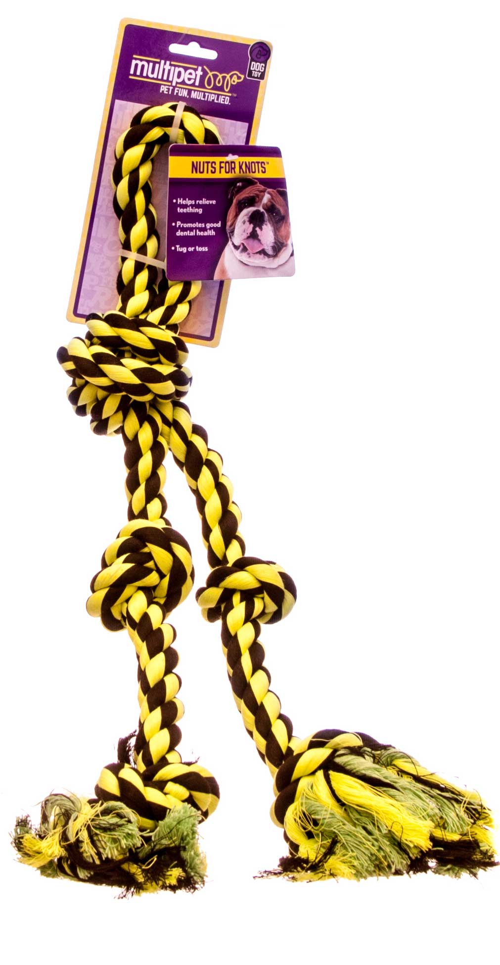 Nuts for Knots Rope Dog Tug Toy with 2 Danglers - Image 1