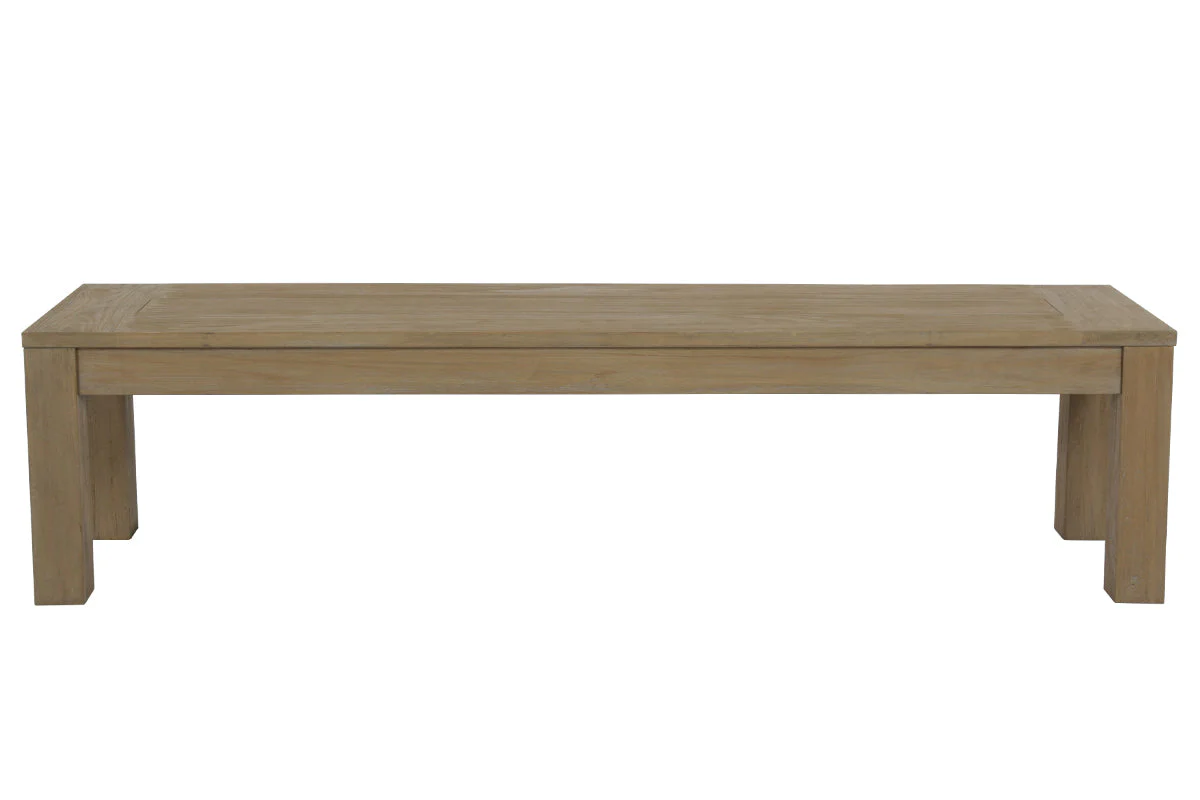 Coastal Teak Dining Bench in Canvas Canvas, No Welt - Image 2