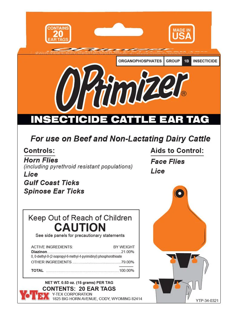 OPtimizer Insecticide Cattle Ear Tags, 20 Fly Tags - Image 1