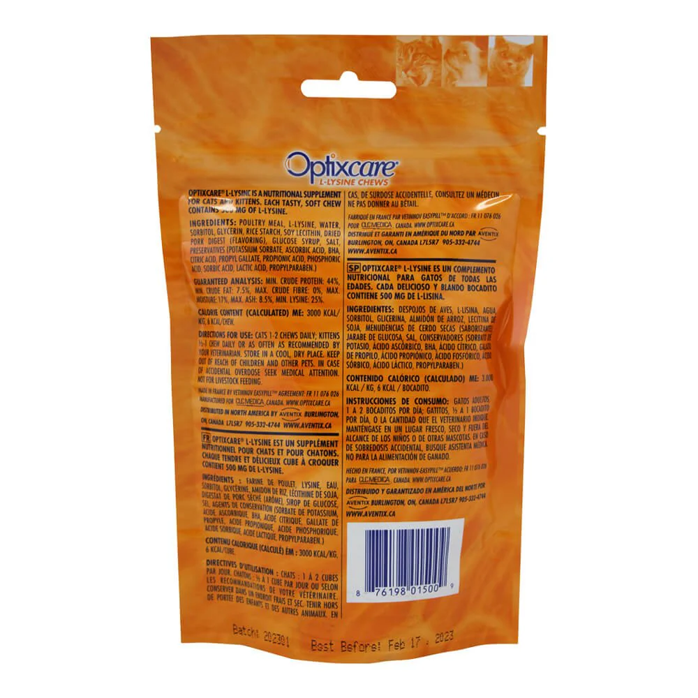 Optixcare L-Lysine Chews for Cats & Kittens - Image 2