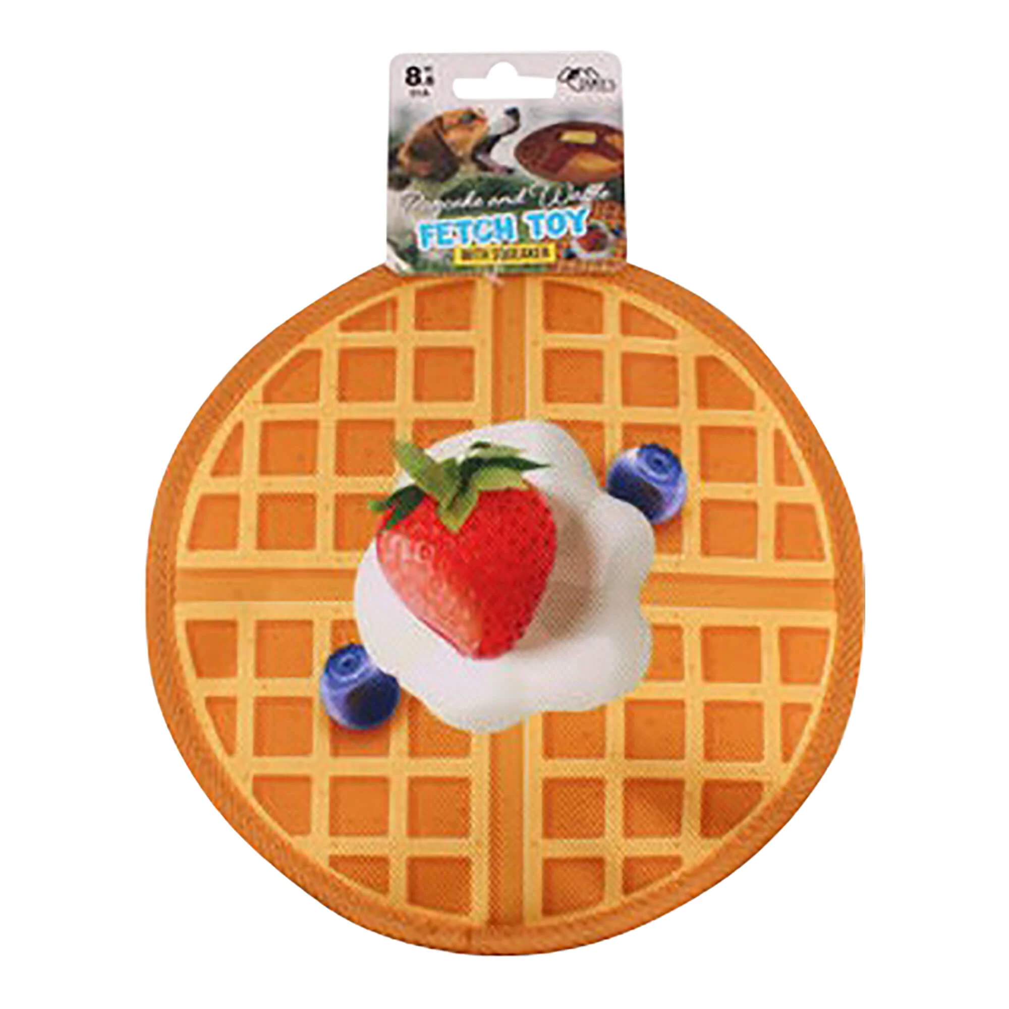 Pancake and Waffle Flying Dog Fetch Toy with Squeaker, Assorted , 8.6"D - Image 1