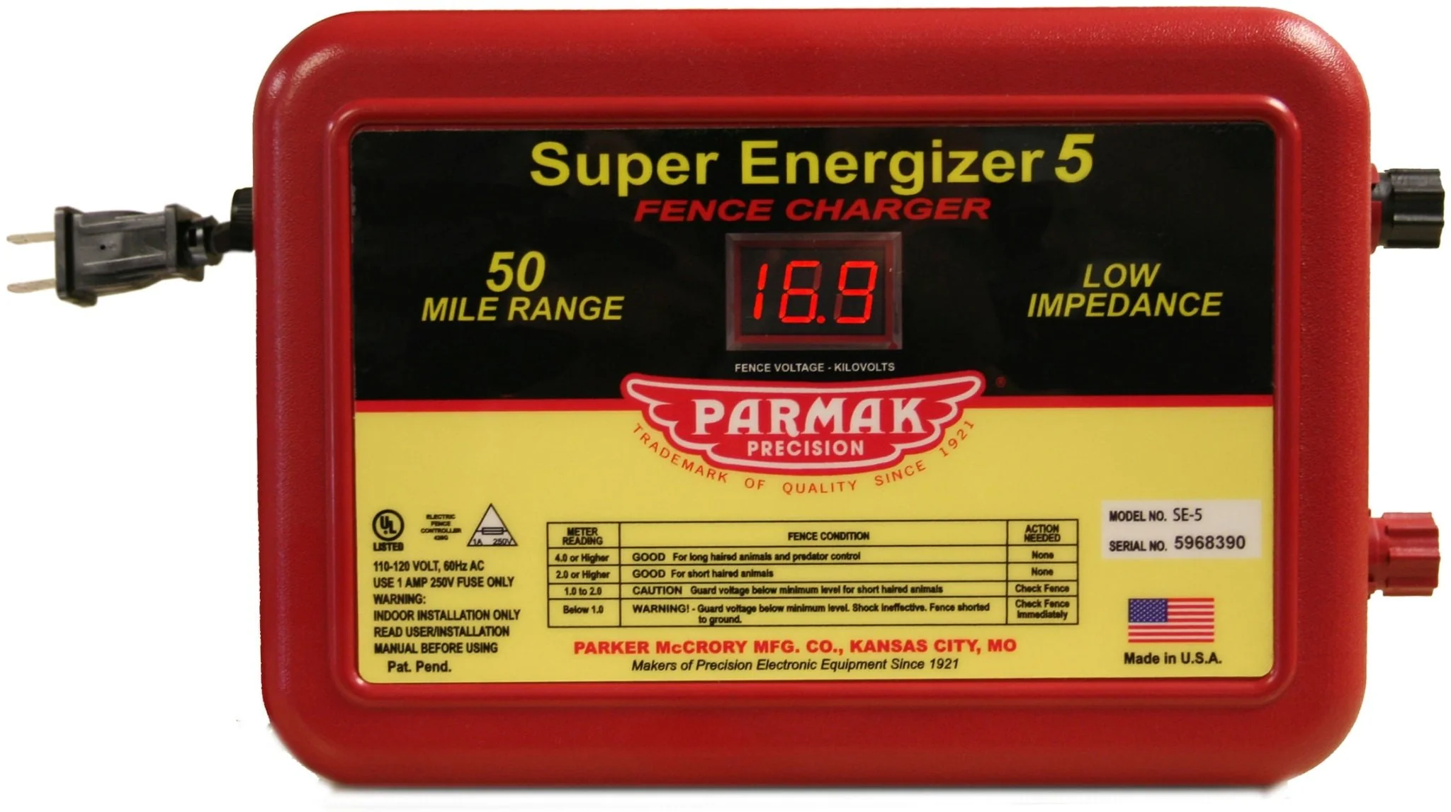 Parmak Super Energizer 5 (Model SE-5) Fence Charger - Image 1