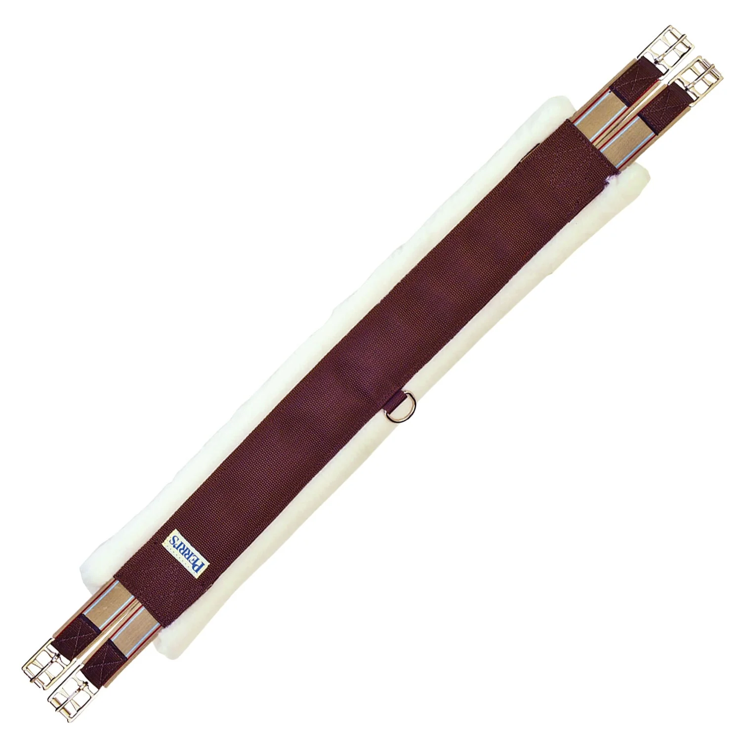 Perri's Nylon Fleece Girth, Double Elastic End, Brown - Image 2
