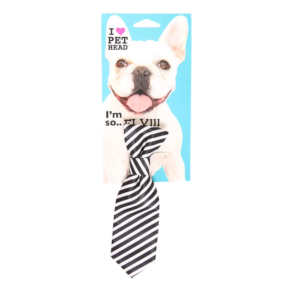 Pet Head I'm So Fly Black & White Stripe Tie - Image 1