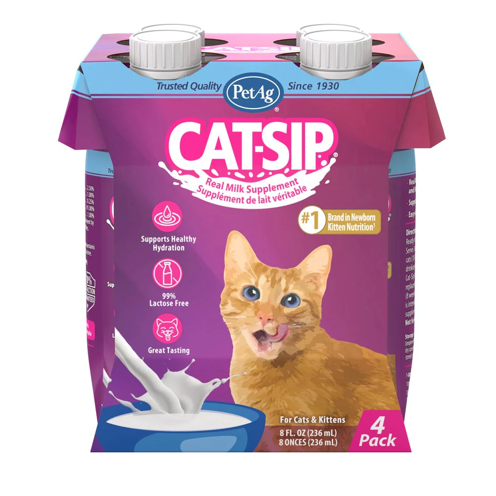 PetAg Cat-Sip Real Milk Treat – Ready to Feed Snack for Cats – 4 Pack